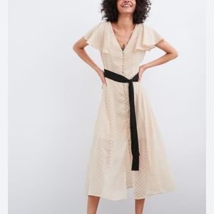 Pink maxi dress with black satin waistband